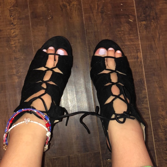 Shoes - Black Strappy Heels